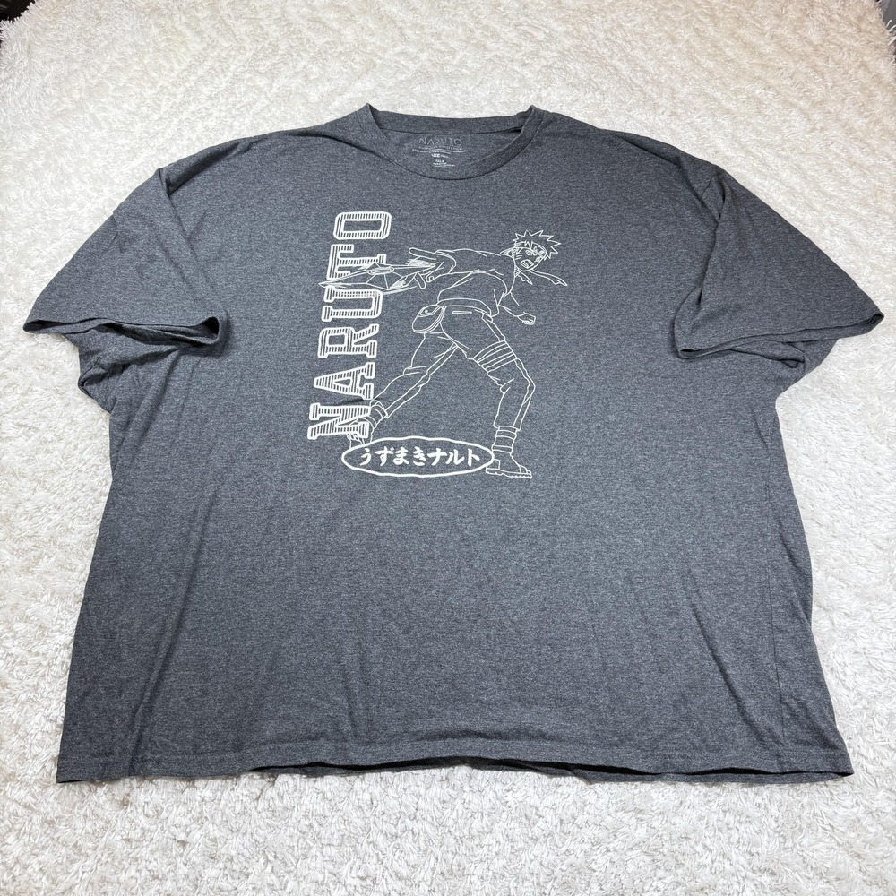 Naruto Shippuden T Shirt Mens 5XLB Gray Crewneck Anime Manga Big Tall Skater